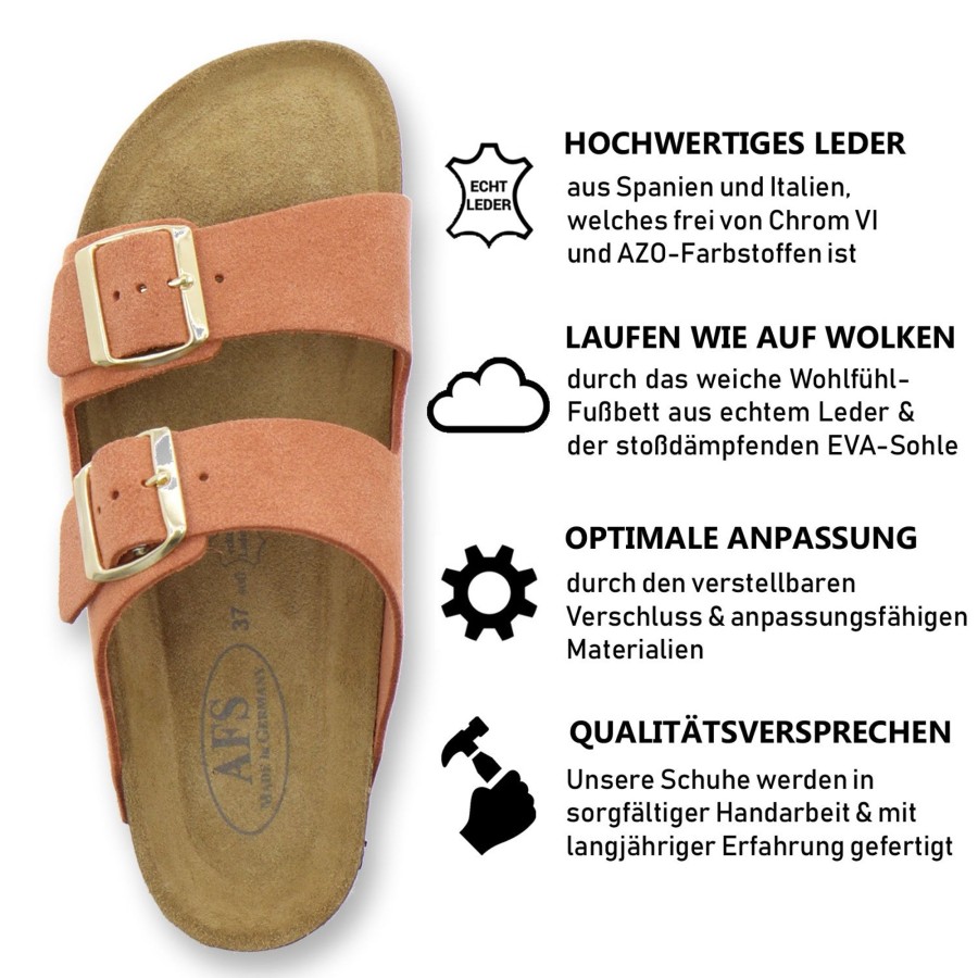 Frauen AFS-Schuhe | Pantoletten Damen Zweischnaller Orange Velour