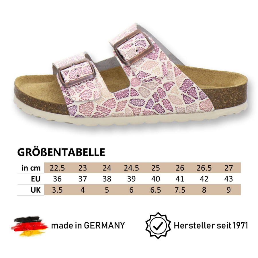 Frauen AFS-Schuhe | Pantoletten Damen Zweischnaller 210029 Rosato-Multi