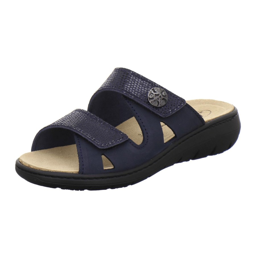 Frauen AFS-Schuhe | Pantoletten Damen Wechselfusbett Navy-Reptil